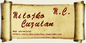 Milojko Ćuzulan vizit kartica